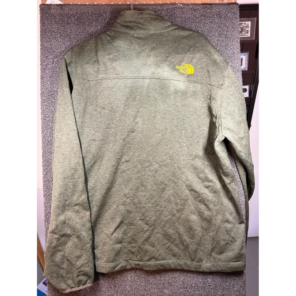The North Face Fleece Jacket Mens XL Grey Full Zip Yellow Trim Logo 60